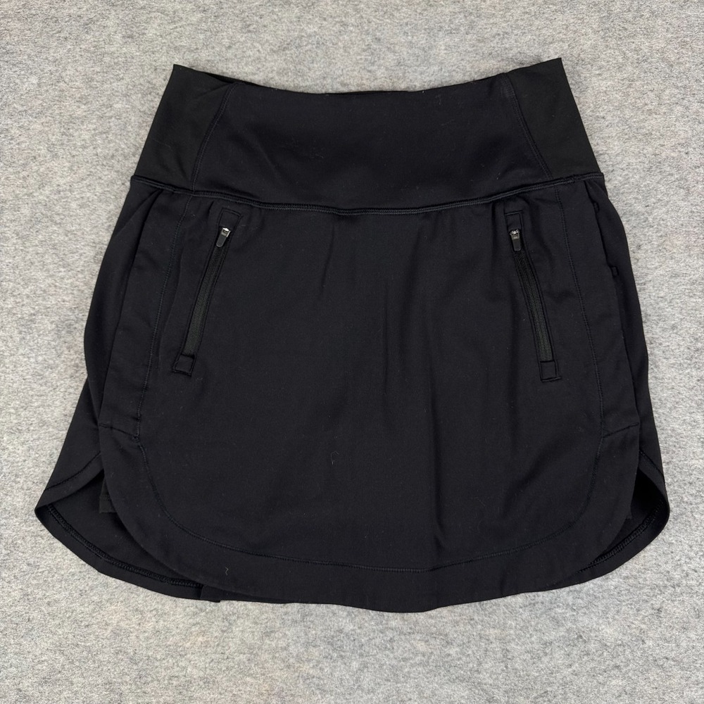 Athleta Fairway Golf Skort Skirt 16" Zip Pockets Black Womens XS